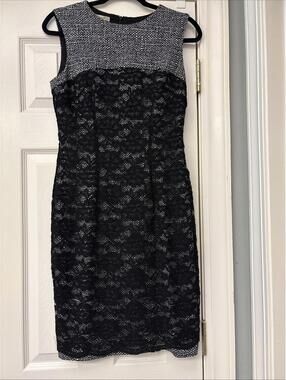 NWT Maggy London Womens Black Sleeveless Lace Front Dress Sz 6. Lace And Tweed